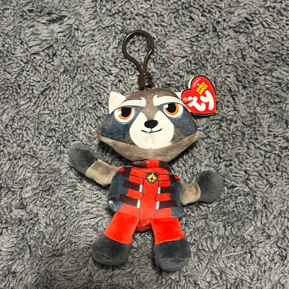 NWT Ty beanie babies Marvels character whose name is Rocket